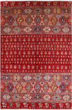 Red Tribal Persian Gabbeh Hand Knotted Wool Rug - 6' 7" X 9' 9" - Golden Nile