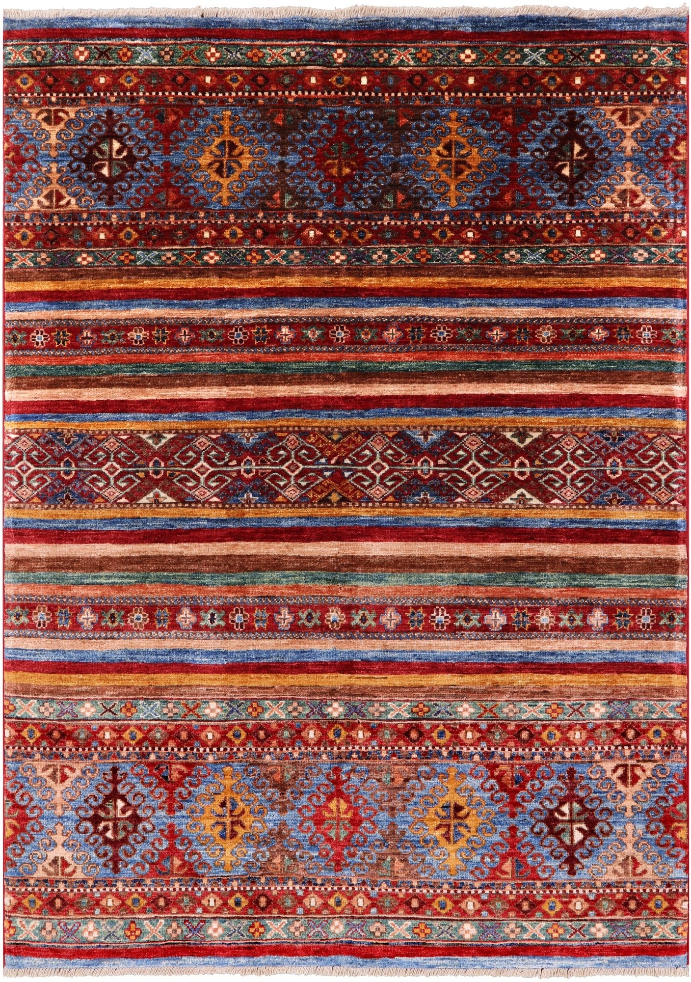 Khorjin Persian Gabbeh Hand Knotted Wool Rug - 4' 2" X 5' 9" - Golden Nile