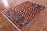 Khorjin Persian Gabbeh Hand Knotted Wool Rug - 4' 2" X 5' 9" - Golden Nile