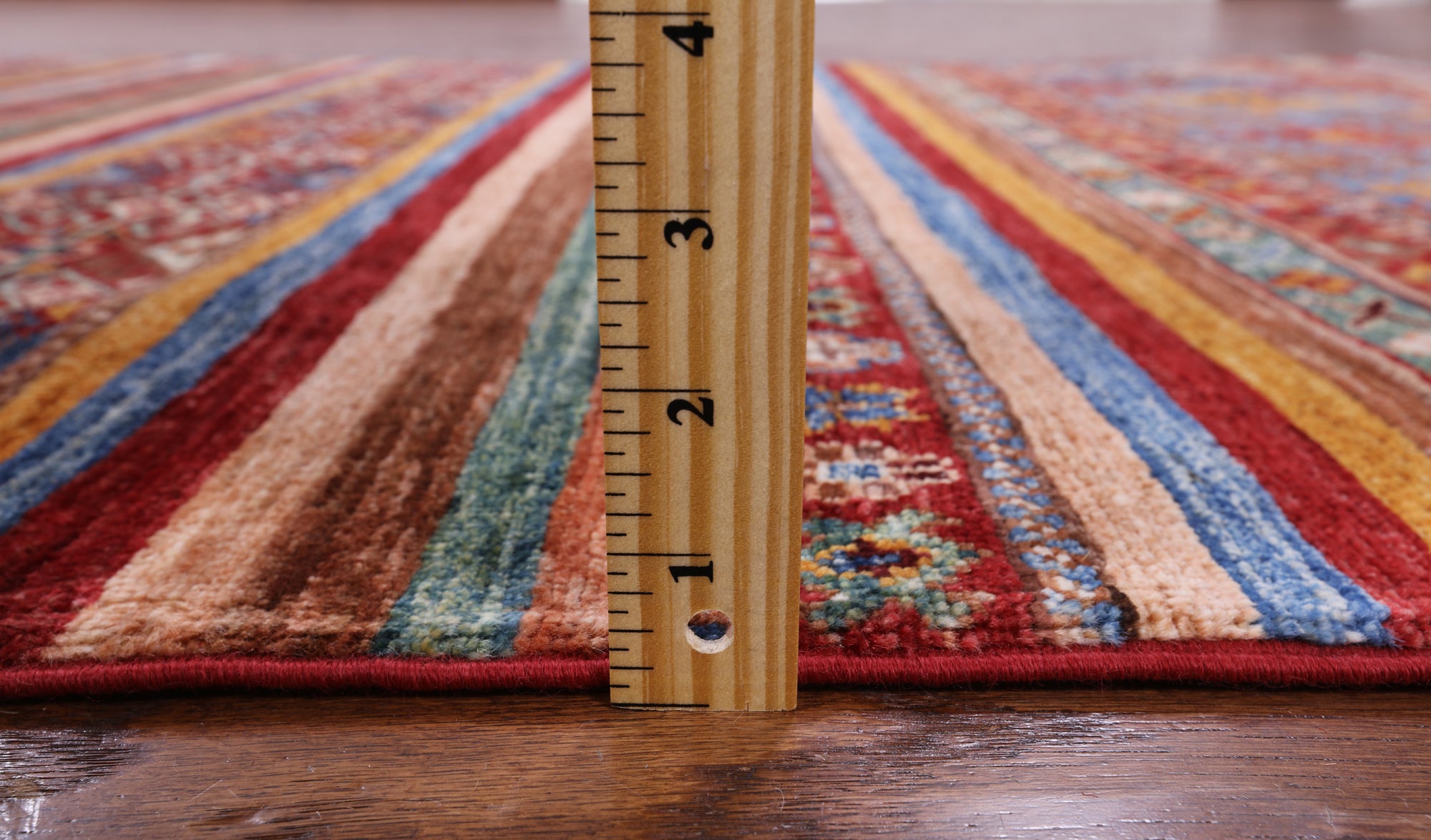Khorjin Persian Gabbeh Hand Knotted Wool Rug - 4' 2" X 5' 9" - Golden Nile