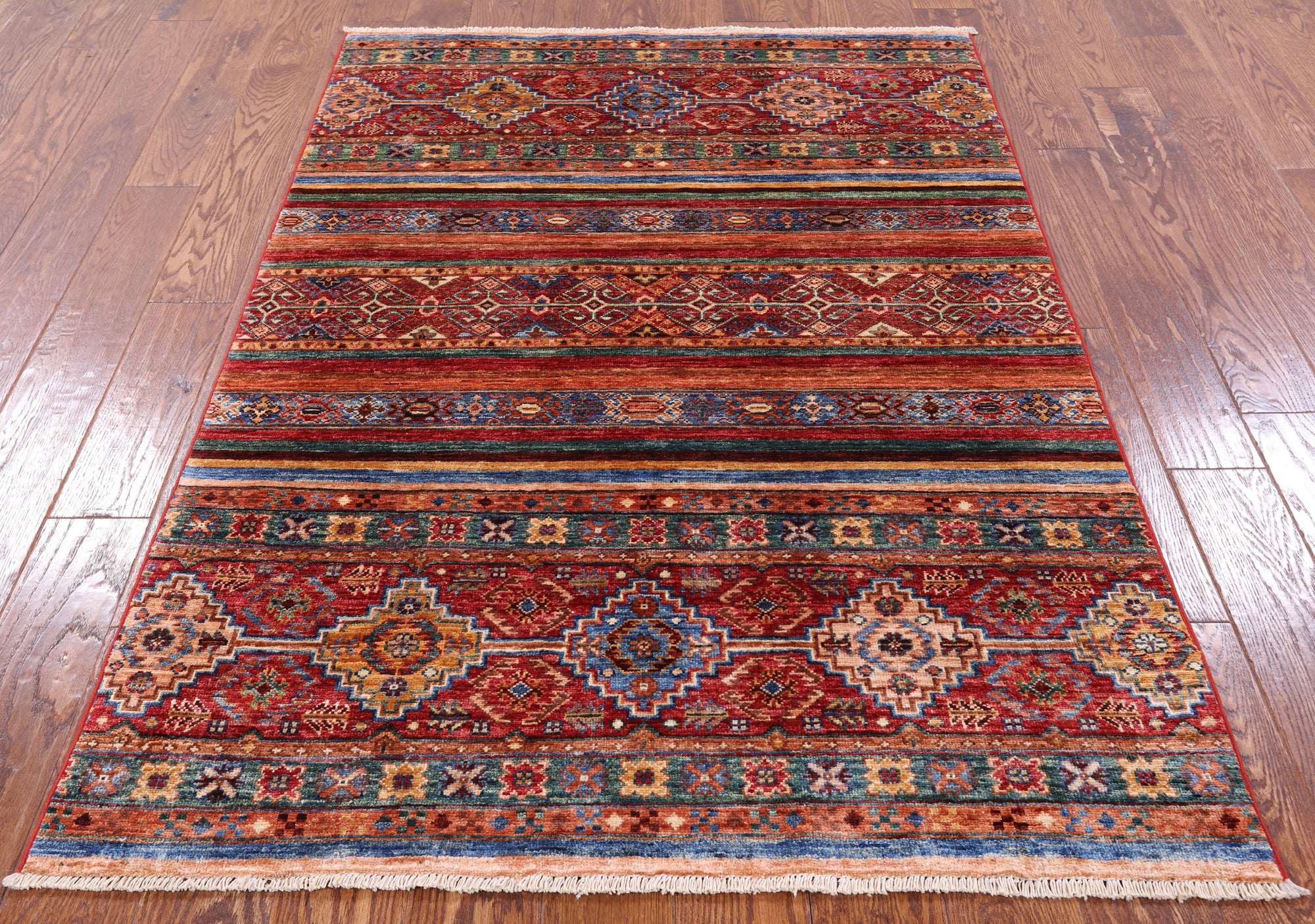 Khorjin Persian Gabbeh Hand Knotted Wool Rug - 3' 11" X 5' 9" - Golden Nile