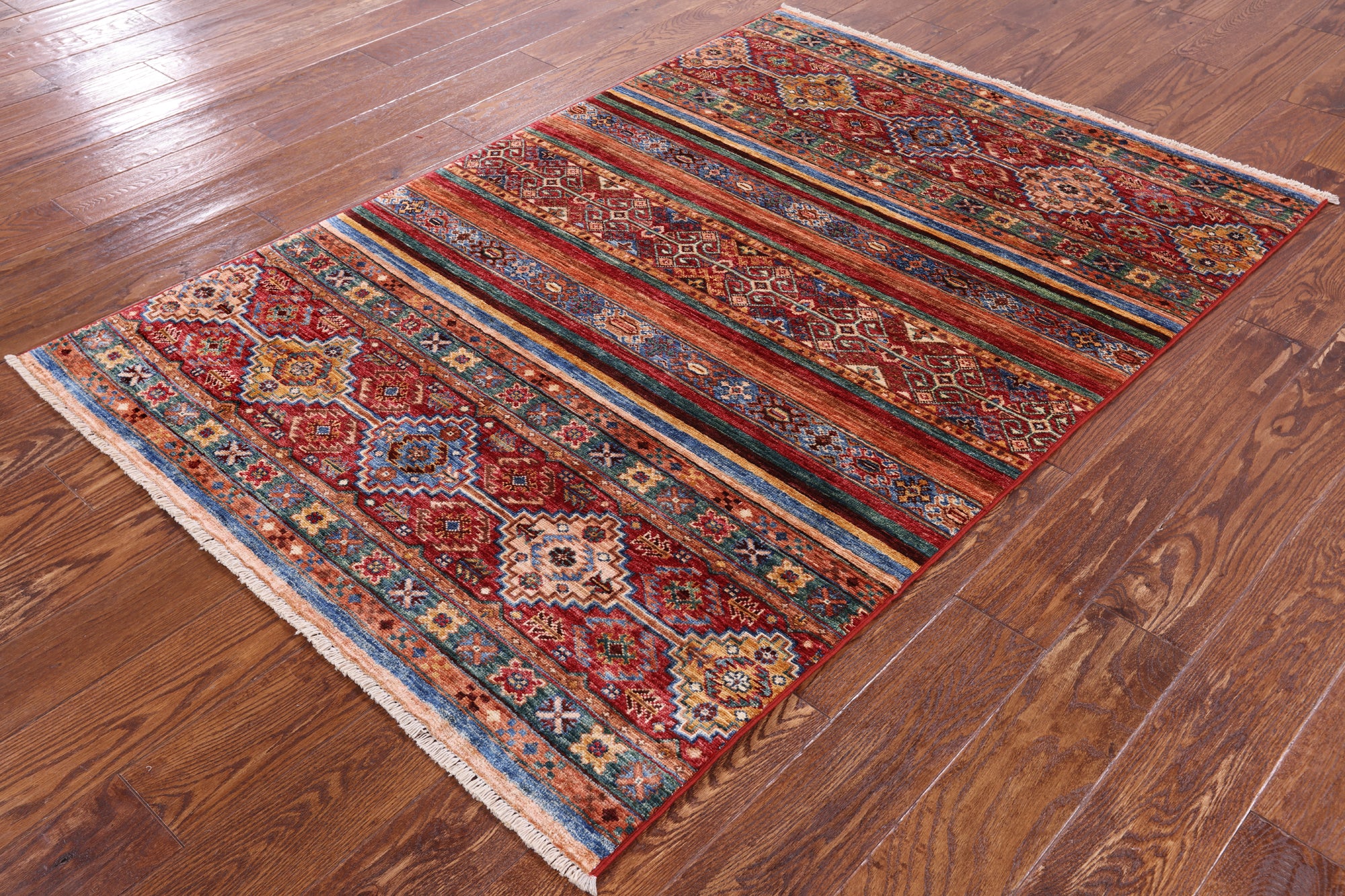 Khorjin Persian Gabbeh Hand Knotted Wool Rug - 3' 11" X 5' 9" - Golden Nile