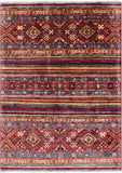 Khorjin Persian Gabbeh Hand Knotted Wool Rug - 4' 0" X 5' 8" - Golden Nile