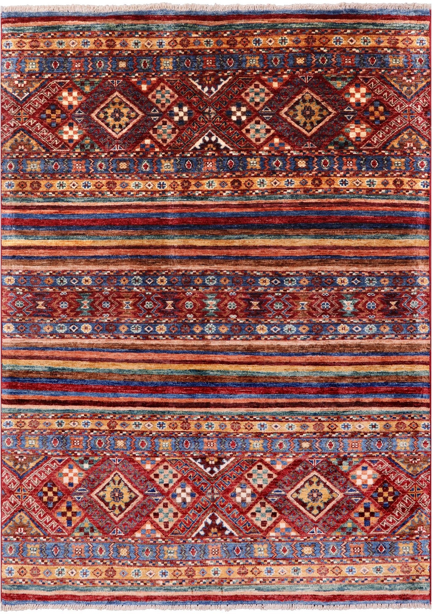 Khorjin Persian Gabbeh Hand Knotted Wool Rug - 4' 0" X 5' 8" - Golden Nile