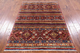 Khorjin Persian Gabbeh Hand Knotted Wool Rug - 4' 0" X 5' 8" - Golden Nile