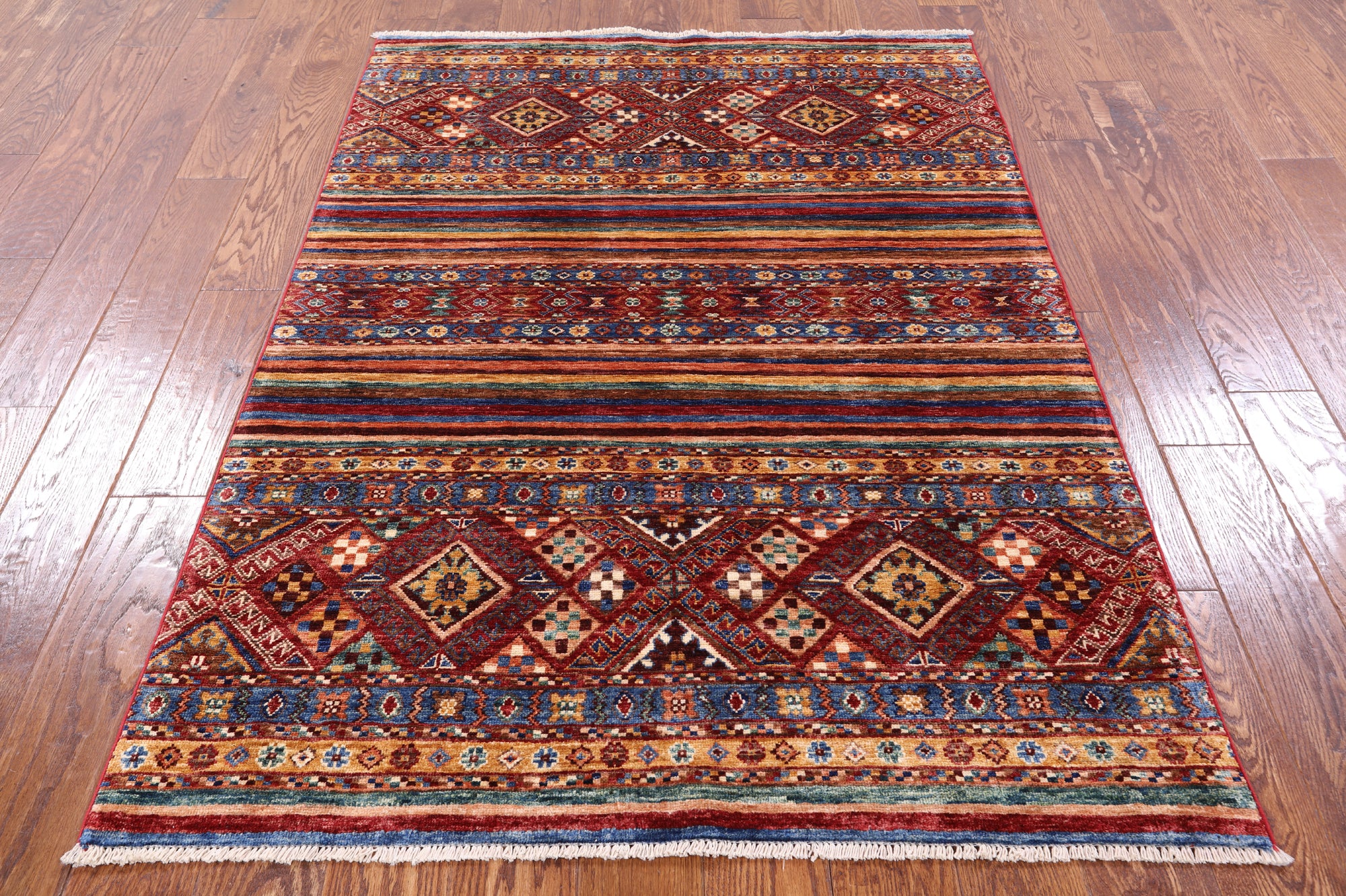 Khorjin Persian Gabbeh Hand Knotted Wool Rug - 4' 0" X 5' 8" - Golden Nile