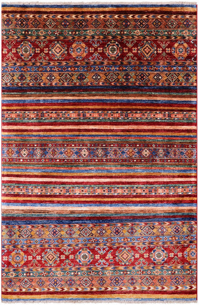 Khorjin Persian Gabbeh Handmade Wool Rug - 3' 11" X 6' 0" - Golden Nile