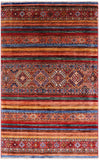 Khorjin Persian Gabbeh Hand Knotted Wool Rug - 3' 11" X 6' 4" - Golden Nile