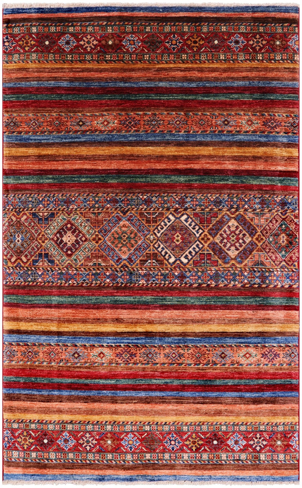 Khorjin Persian Gabbeh Hand Knotted Wool Rug - 3' 11" X 6' 4" - Golden Nile