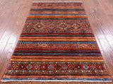 Khorjin Persian Gabbeh Hand Knotted Wool Rug - 3' 11" X 6' 4" - Golden Nile