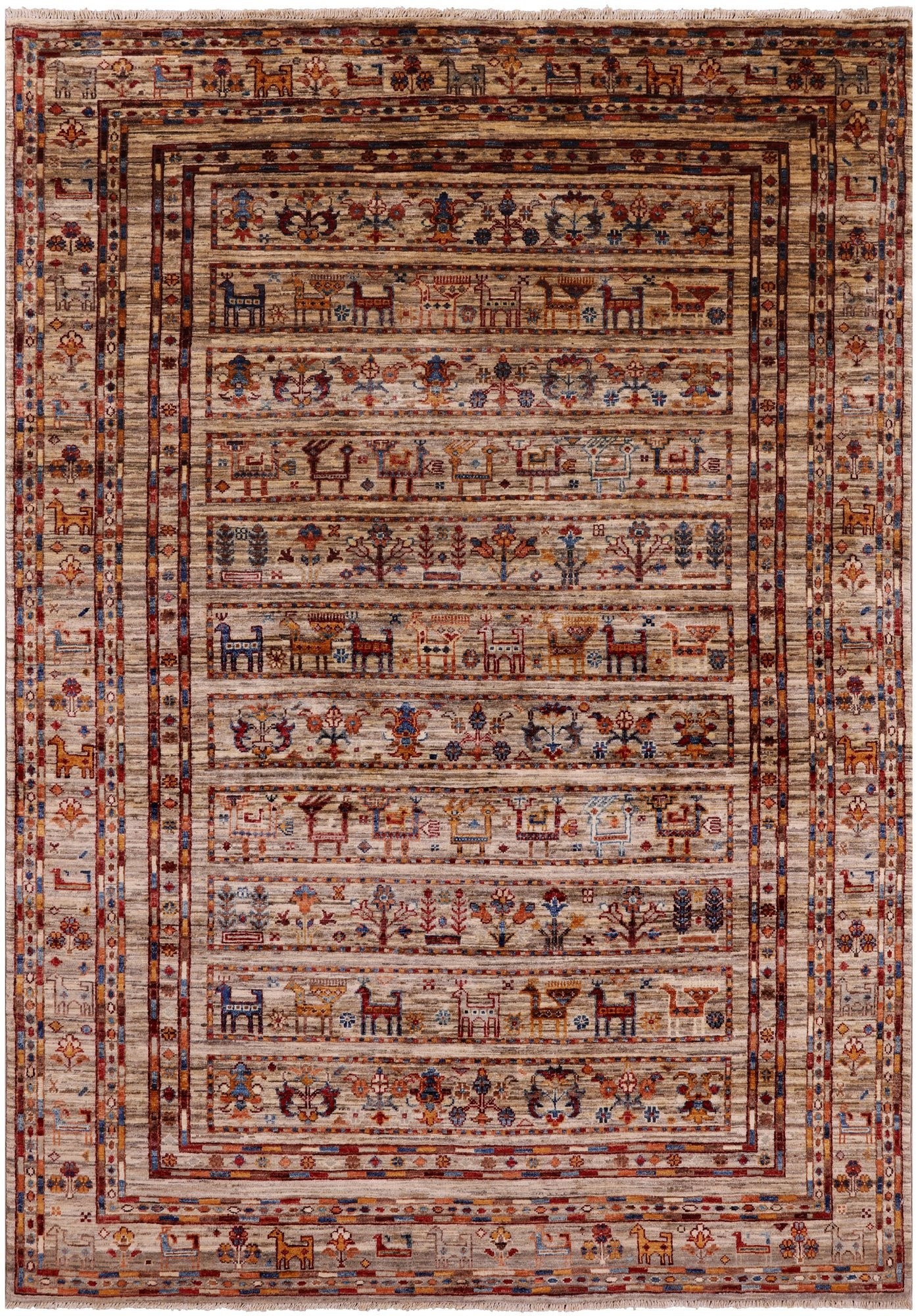 Tribal Persian Gabbeh Hand Knotted Wool Rug - 5' 6" X 7' 8" - Golden Nile