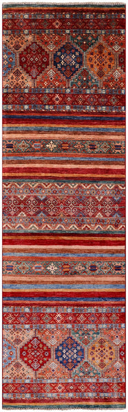 Khorjin Persian Gabbeh Handmade Wool Runner Rug - 2' 11" X 9' 11" - Golden Nile