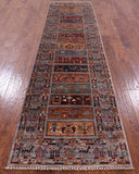 Tribal Persian Gabbeh Hand Knotted Wool Runner Rug - 2' 8" X 10' 3" - Golden Nile