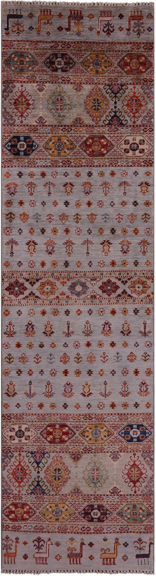 Khorjin Persian Gabbeh Handmade Wool Runner Rug - 2' 7" X 9' 8" - Golden Nile