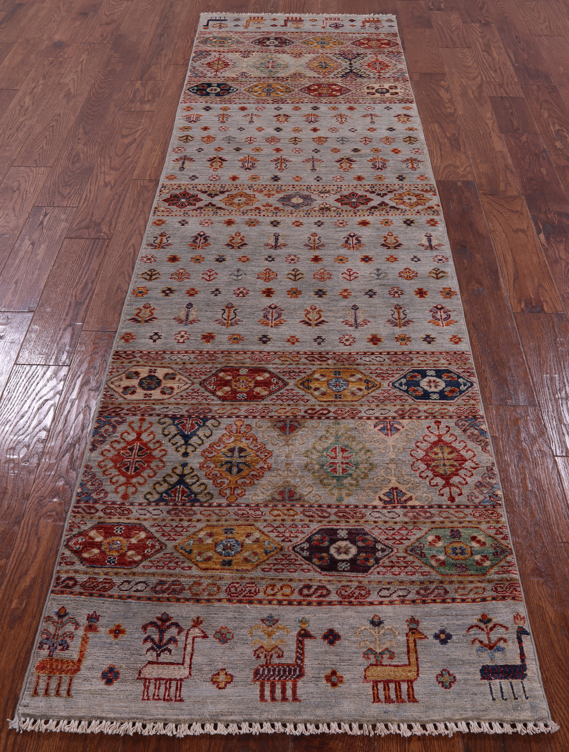 Khorjin Persian Gabbeh Handmade Wool Runner Rug - 2' 7" X 9' 8" - Golden Nile