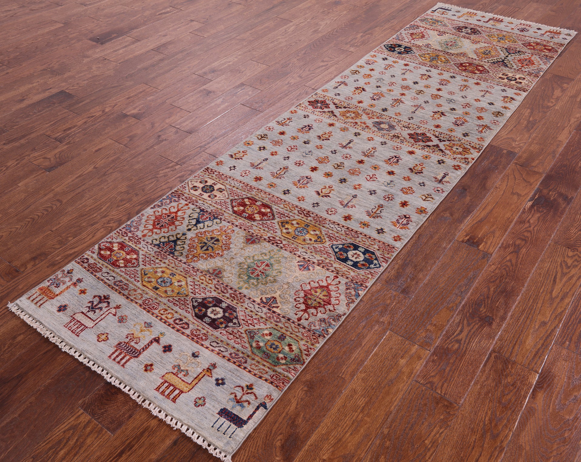 Khorjin Persian Gabbeh Handmade Wool Runner Rug - 2' 7" X 9' 8" - Golden Nile