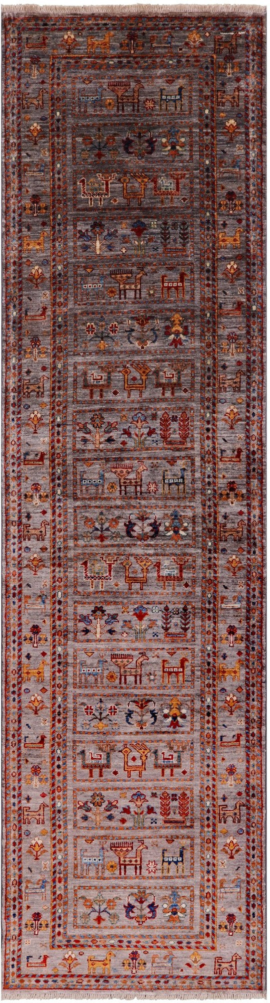 Tribal Persian Gabbeh Handmade Wool Runner Rug - 2' 7" X 9' 9" - Golden Nile