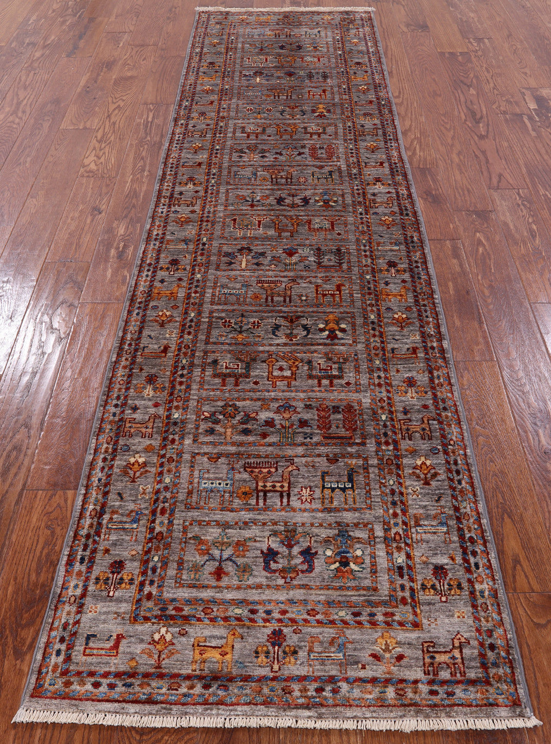 Tribal Persian Gabbeh Handmade Wool Runner Rug - 2' 7" X 9' 9" - Golden Nile
