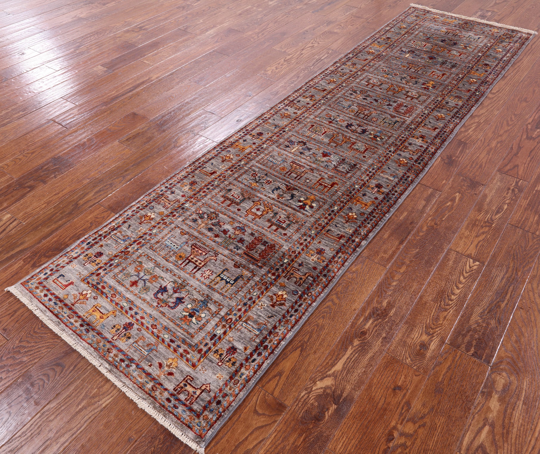 Tribal Persian Gabbeh Handmade Wool Runner Rug - 2' 7" X 9' 9" - Golden Nile