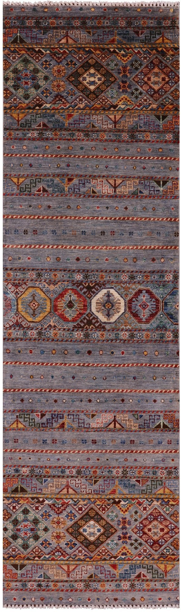 Khorjin Persian Gabbeh Hand Knotted Wool Runner Rug - 2' 8" X 8' 9" - Golden Nile