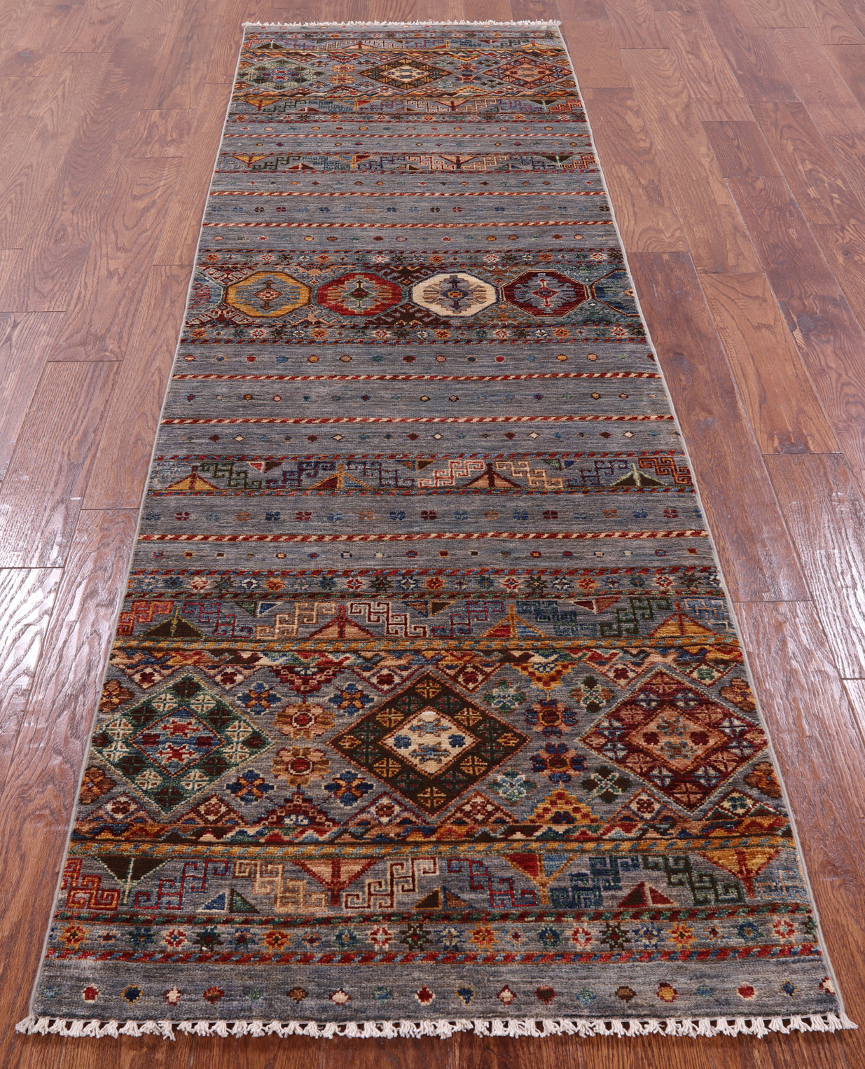Khorjin Persian Gabbeh Hand Knotted Wool Runner Rug - 2' 8" X 8' 9" - Golden Nile