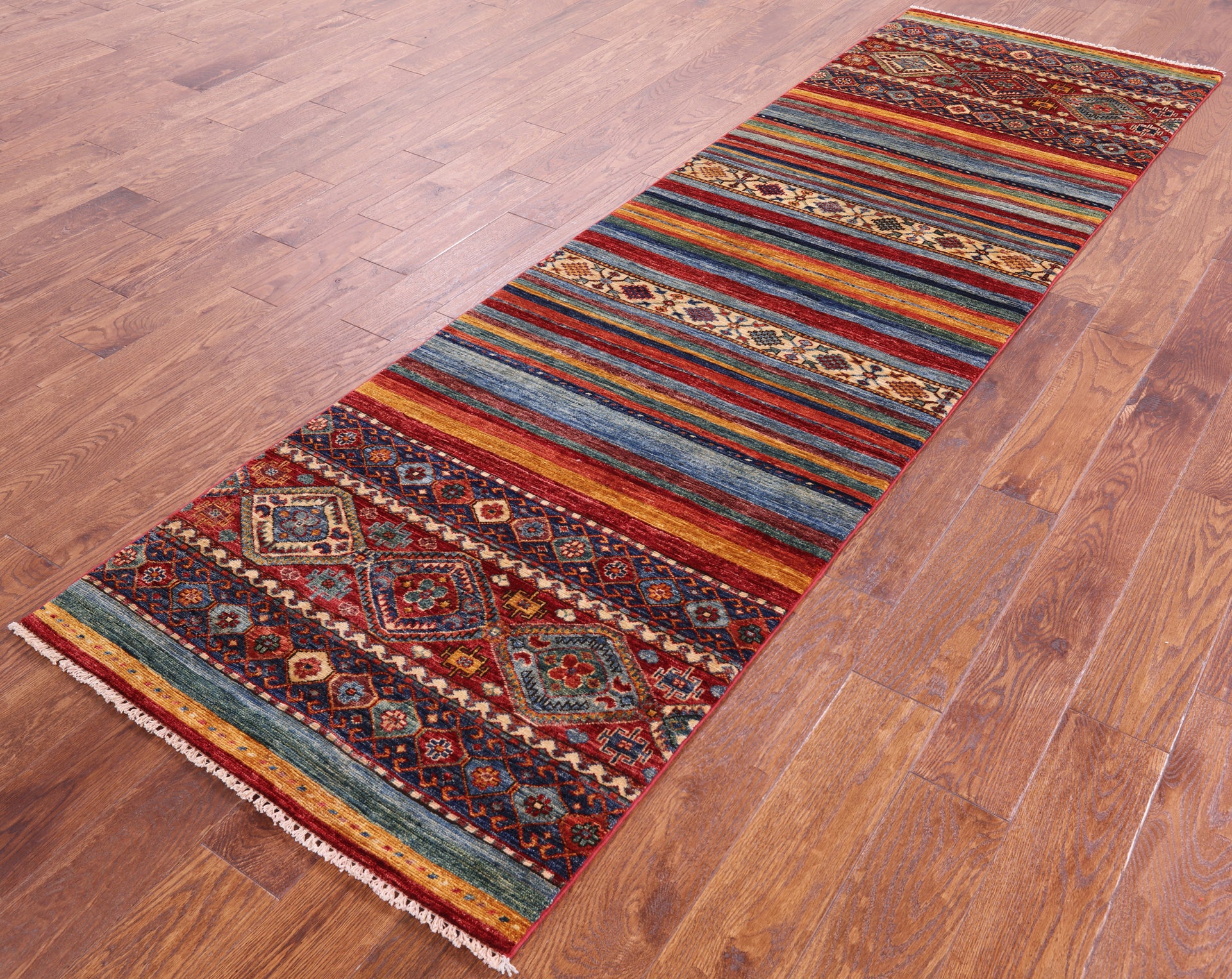 Khorjin Persian Gabbeh Hand Knotted Wool Runner Rug - 2' 9" X 9' 7" - Golden Nile
