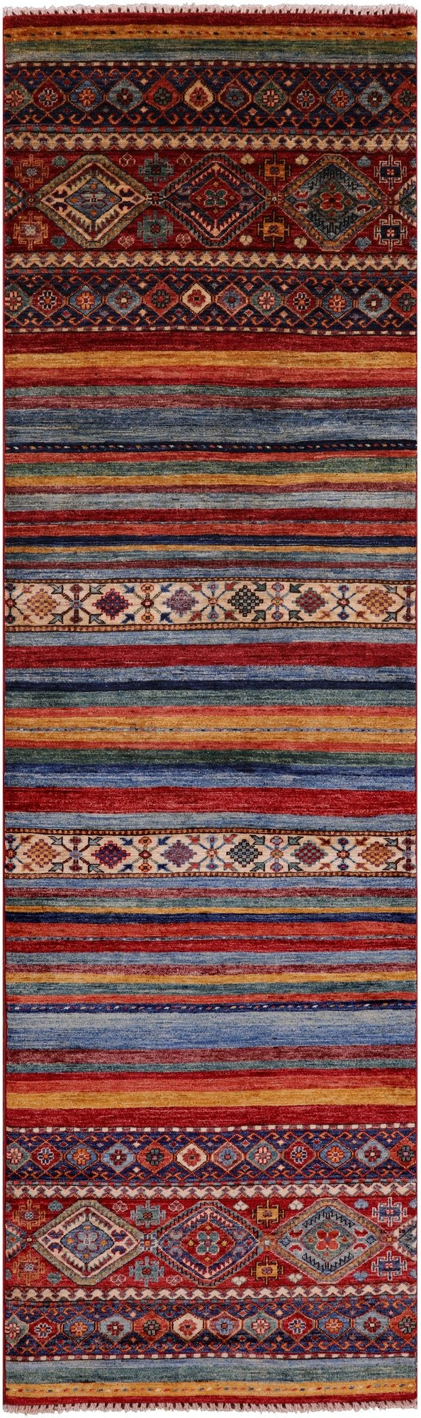 Khorjin Persian Gabbeh Hand Knotted Wool Runner Rug - 2' 9" X 9' 7" - Golden Nile