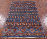 Blue Tribal Persian Gabbeh Hand Knotted Wool Rug - 2' 11" X 4' 11" - Golden Nile