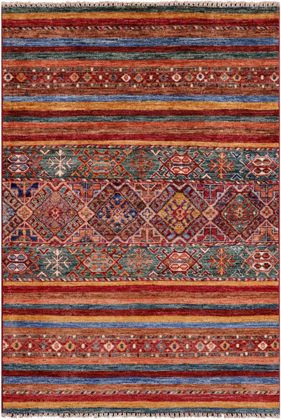 Khorjin Persian Gabbeh Hand Knotted Wool Rug - 3' 5" X 5' 0" - Golden Nile