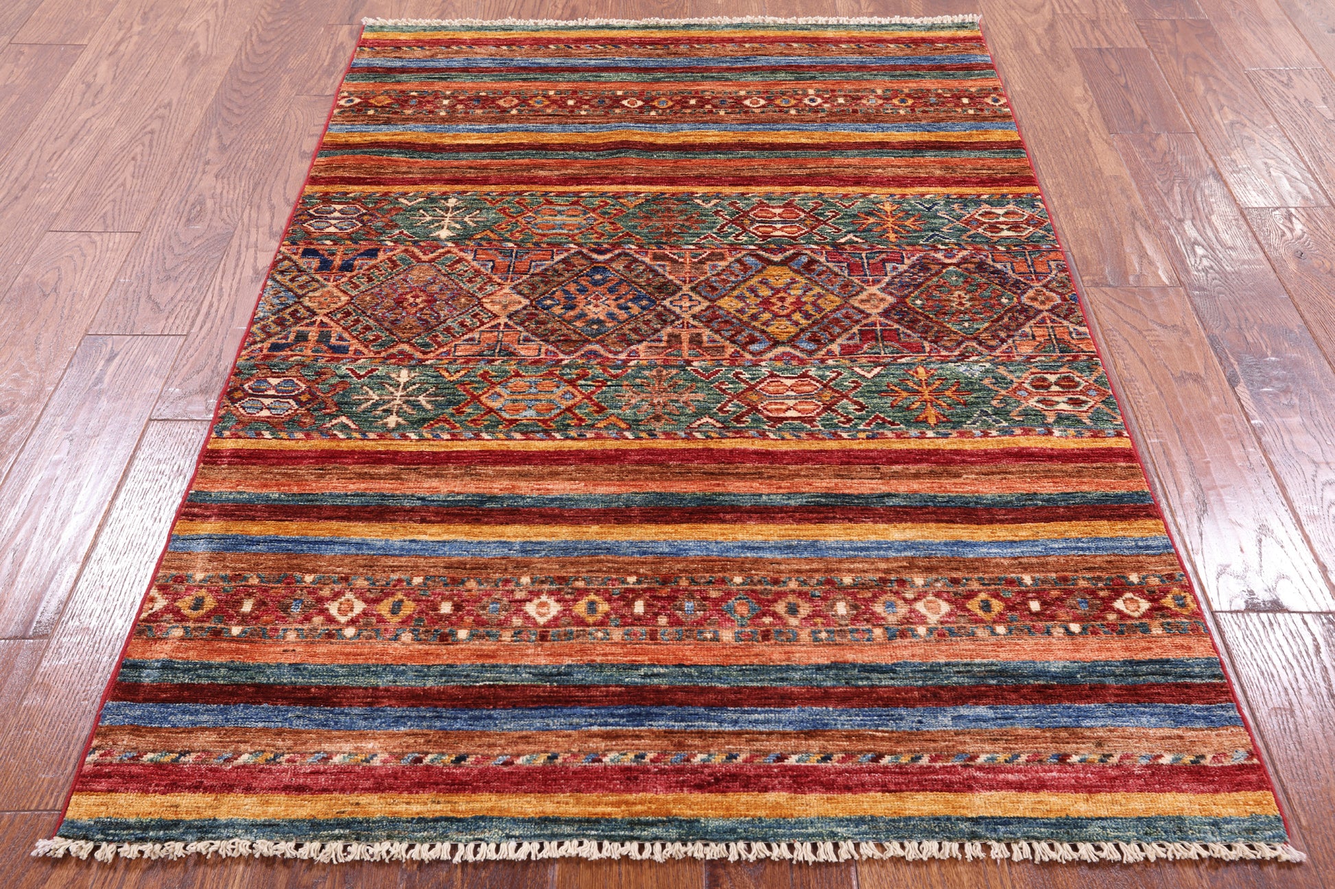 Khorjin Persian Gabbeh Hand Knotted Wool Rug - 3' 5" X 5' 0" - Golden Nile