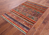 Khorjin Persian Gabbeh Hand Knotted Wool Rug - 3' 5" X 5' 0" - Golden Nile