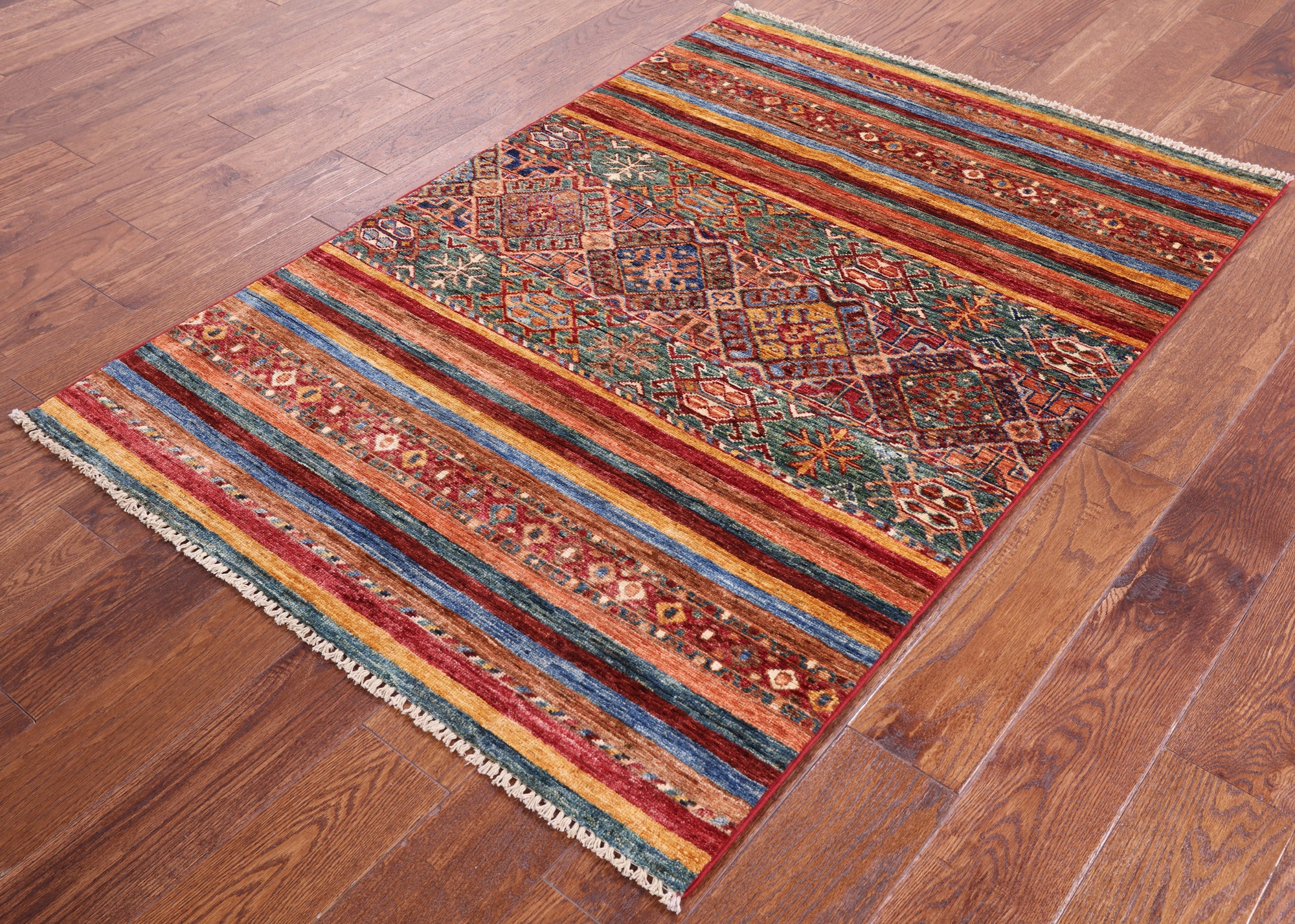 Khorjin Persian Gabbeh Hand Knotted Wool Rug - 3' 5" X 5' 0" - Golden Nile