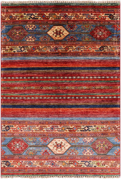 Khorjin Persian Gabbeh Hand Knotted Wool Rug - 3' 3" X 4' 9" - Golden Nile