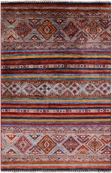 Khorjin Persian Gabbeh Handmade Wool Rug - 3' 3" X 5' 0" - Golden Nile