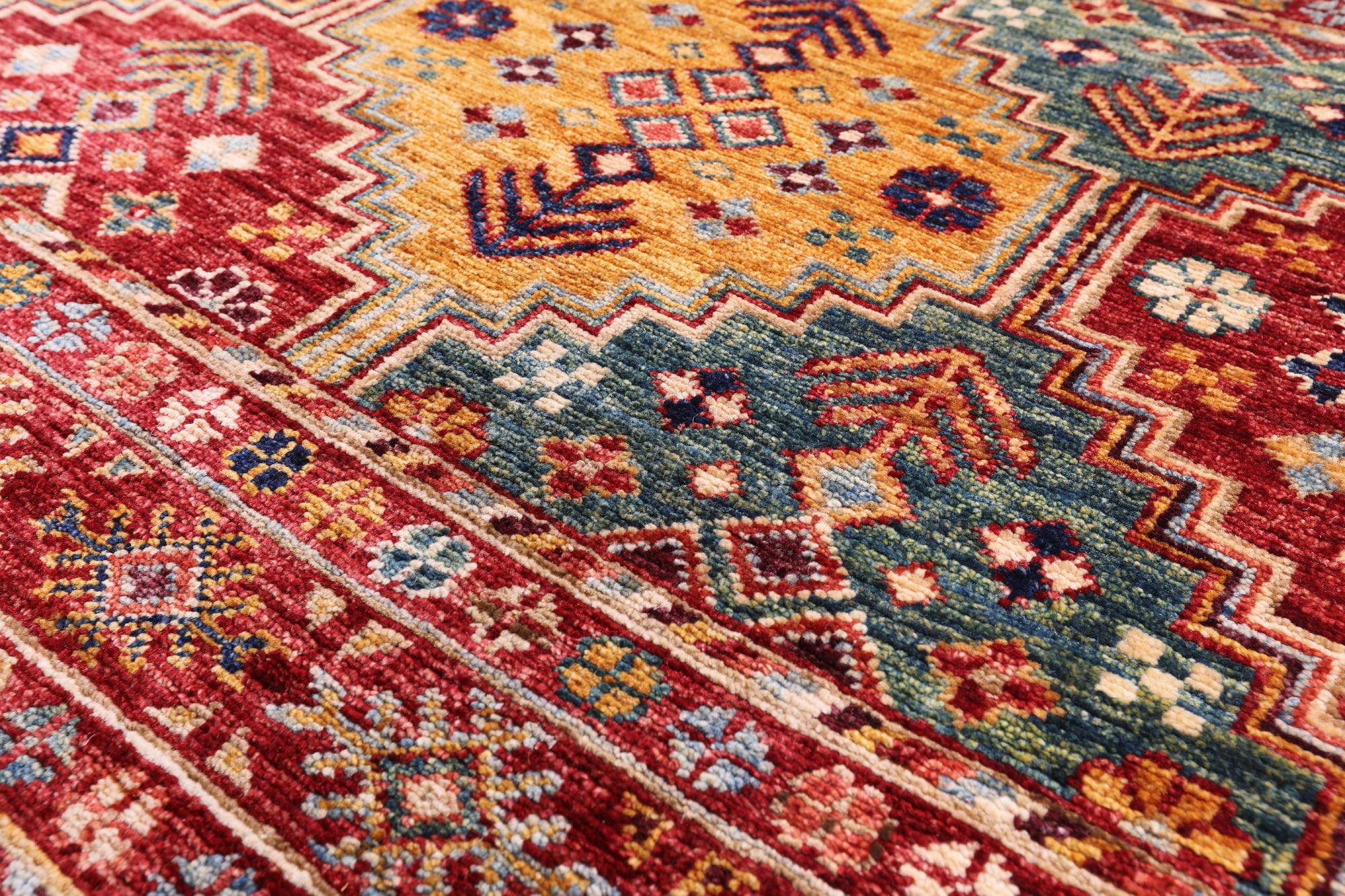 Red Khorjin Persian Gabbeh Handmade Wool Rug - 6' 8" X 9' 10" - Golden Nile