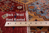 Red Khorjin Persian Gabbeh Handmade Wool Rug - 6' 8" X 9' 10" - Golden Nile