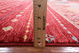 Red Khorjin Persian Gabbeh Handmade Wool Rug - 6' 8" X 9' 10" - Golden Nile