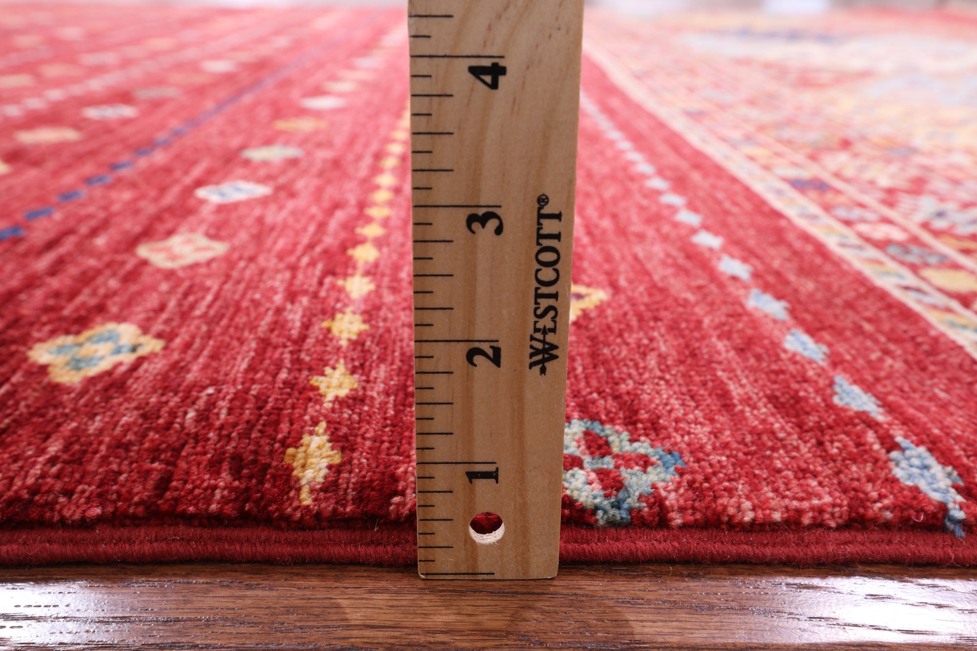 Red Khorjin Persian Gabbeh Handmade Wool Rug - 6' 8" X 9' 10" - Golden Nile