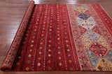 Red Khorjin Persian Gabbeh Handmade Wool Rug - 6' 8" X 9' 10" - Golden Nile