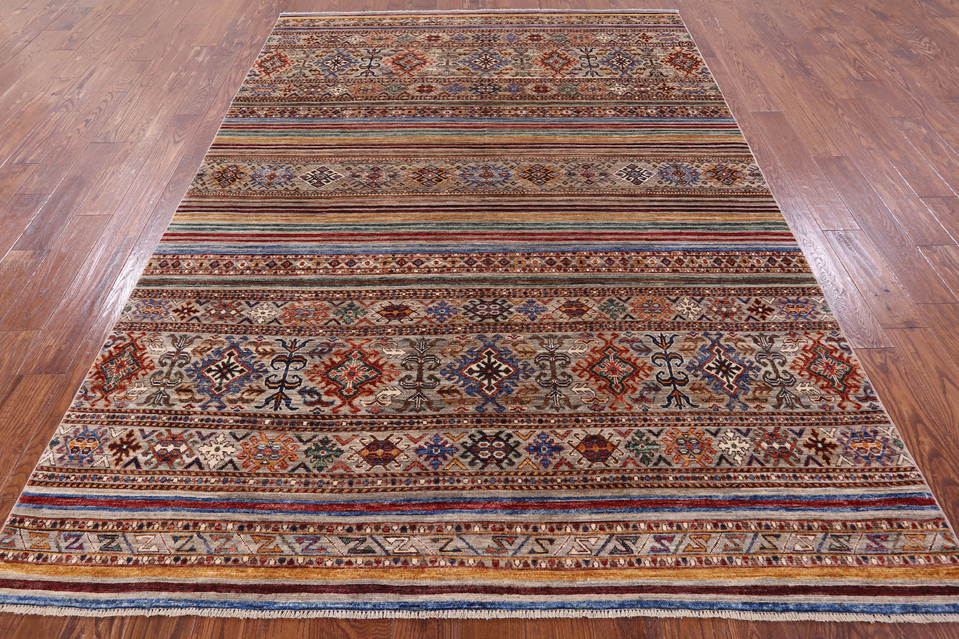 Khorjin Persian Gabbeh Hand Knotted Wool Rug - 6' 7" X 9' 6" - Golden Nile