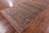 Khorjin Persian Gabbeh Hand Knotted Wool Rug - 6' 7" X 9' 6" - Golden Nile
