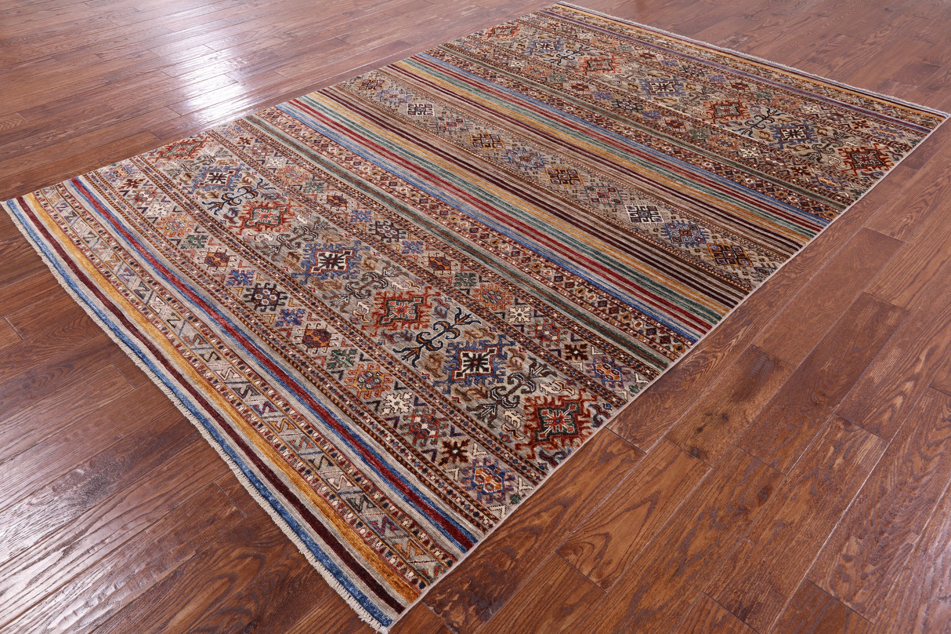 Khorjin Persian Gabbeh Hand Knotted Wool Rug - 6' 7" X 9' 6" - Golden Nile