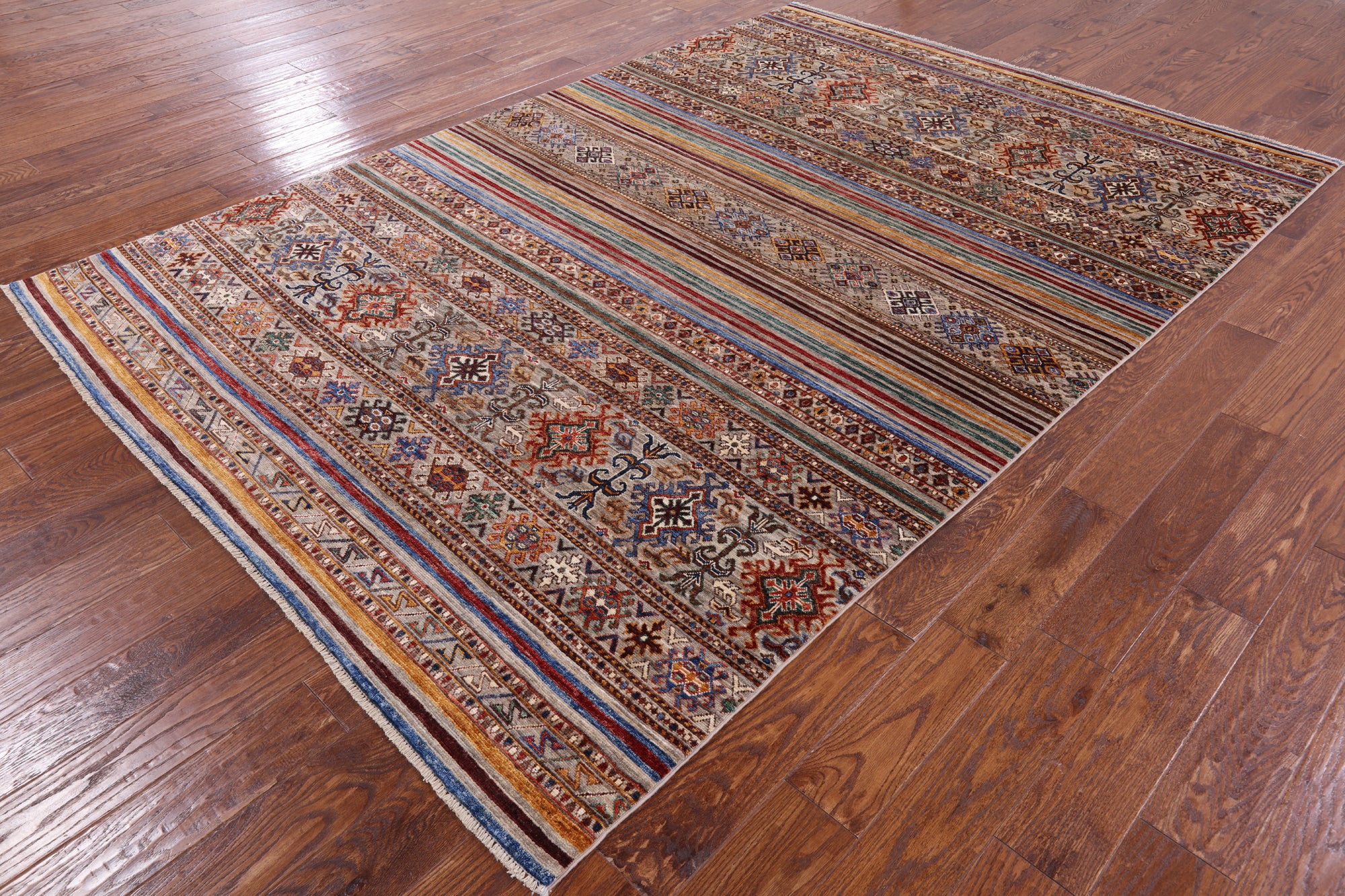 Khorjin Persian Gabbeh Hand Knotted Wool Rug - 6' 7" X 9' 6" - Golden Nile