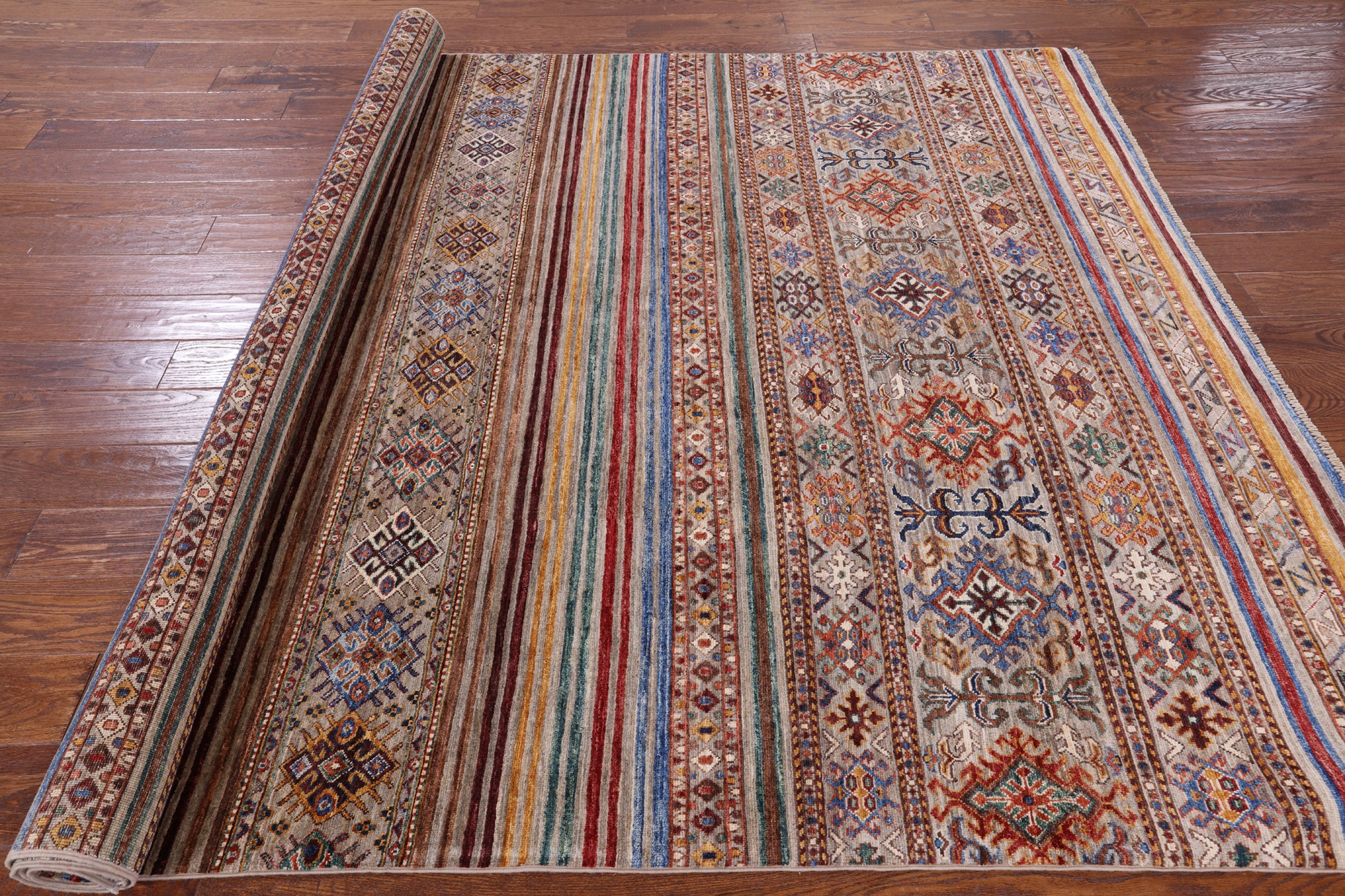 Khorjin Persian Gabbeh Hand Knotted Wool Rug - 6' 7" X 9' 6" - Golden Nile