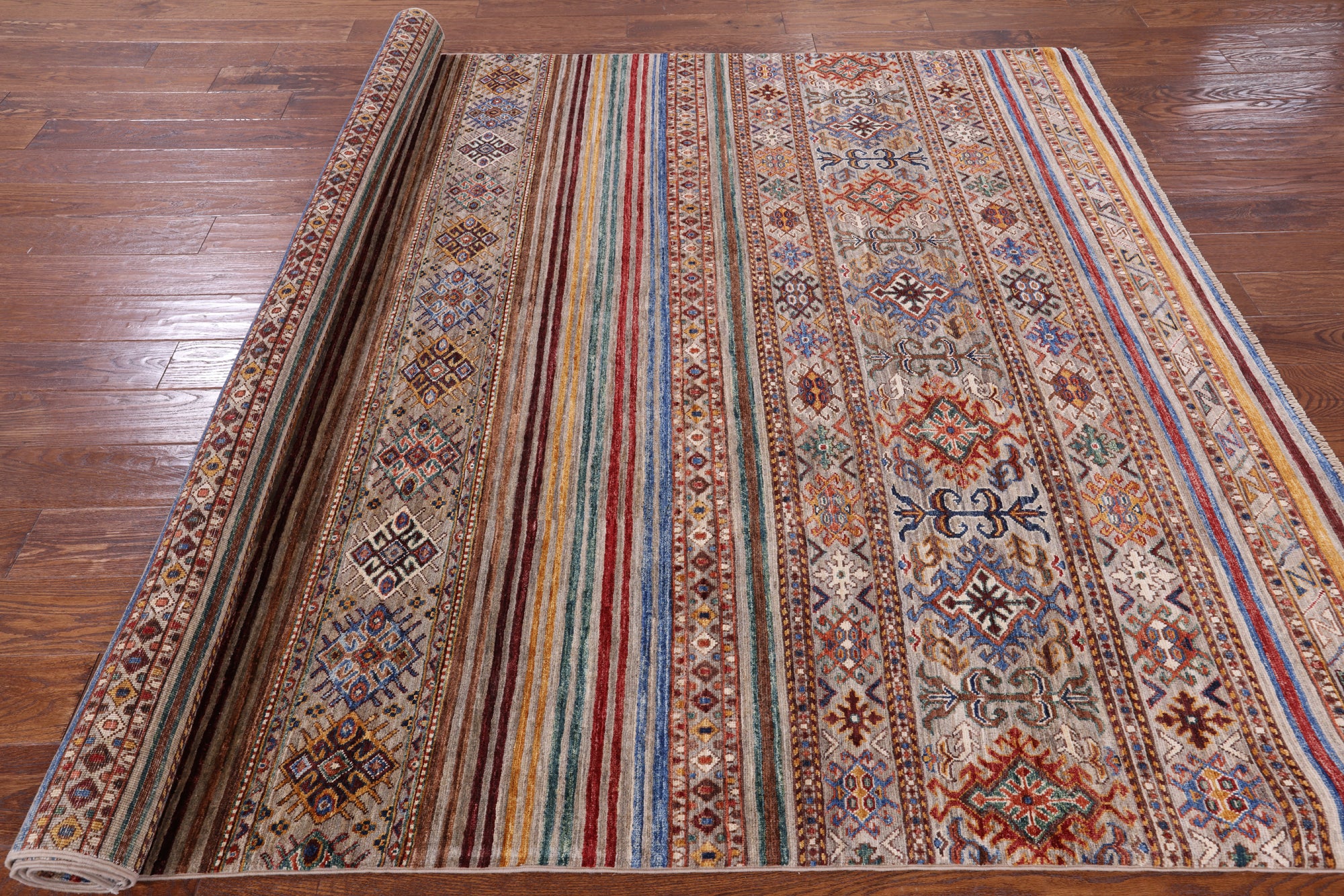 Khorjin Persian Gabbeh Hand Knotted Wool Rug - 6' 7" X 9' 6" - Golden Nile