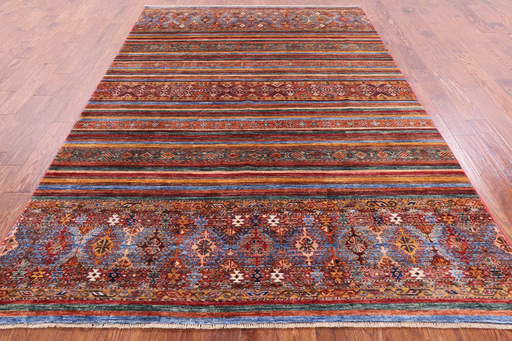 Khorjin Persian Gabbeh Hand Knotted Wool Rug - 6' 10" X 10' 0" - Golden Nile