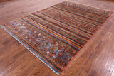 Khorjin Persian Gabbeh Hand Knotted Wool Rug - 6' 10" X 10' 0" - Golden Nile
