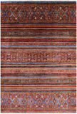 Khorjin Persian Gabbeh Hand Knotted Wool Rug - 6' 10" X 10' 0" - Golden Nile