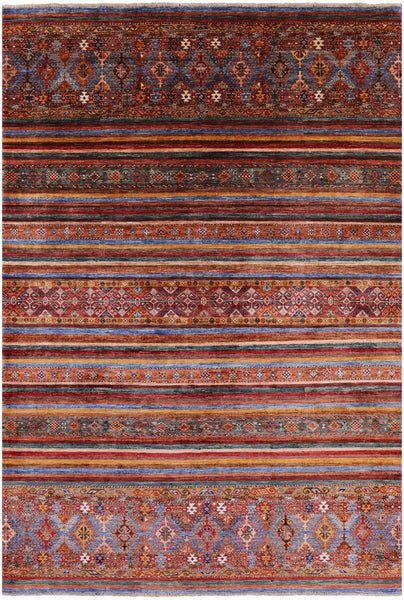 Khorjin Persian Gabbeh Hand Knotted Wool Rug - 6' 10" X 10' 0" - Golden Nile