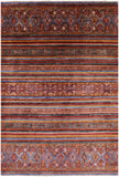 Khorjin Persian Gabbeh Hand Knotted Wool Rug - 6' 10" X 10' - Golden Nile